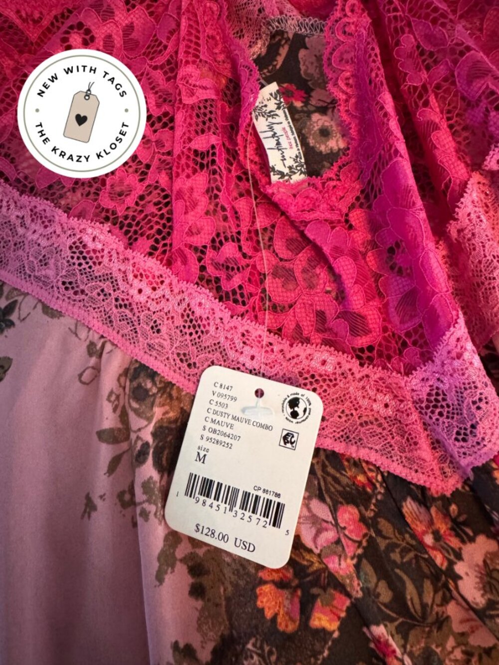 Free People Just Dreamy Maxi Slip Dusty Mauve Combo Medium NWT - Picture 6 of 9